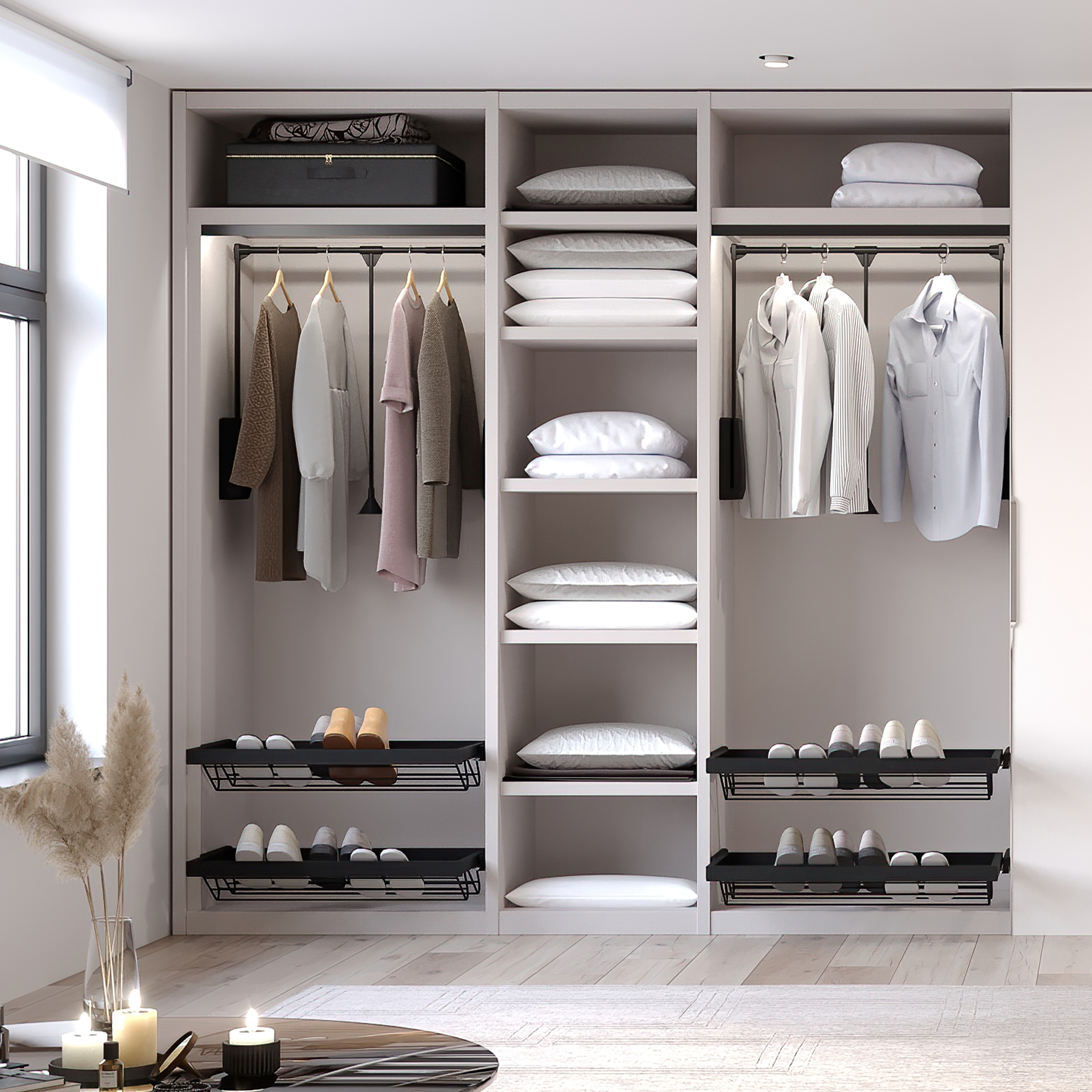 Pull Down Wardrobe Clothes Hanging Rail 830-1150mm with 12kg load rating Lift 